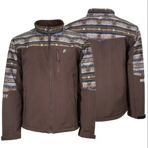 NWT Hooey Men's Brown Aztec Full Zip Softshell Jacket HJ109BRAZ Sz 2XL